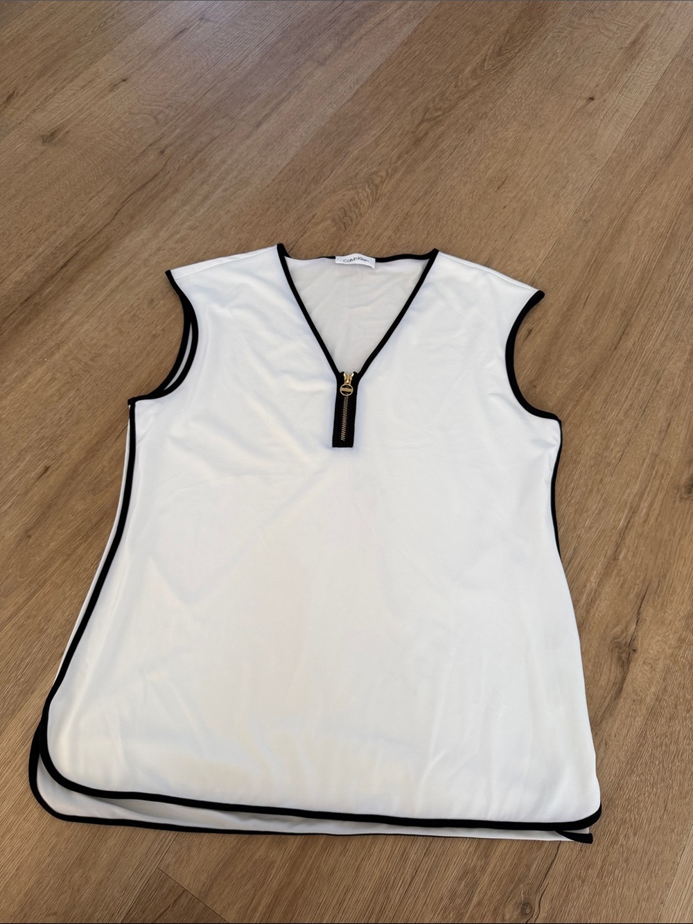Calvin Klein White Sleeveless V-Neck Tank